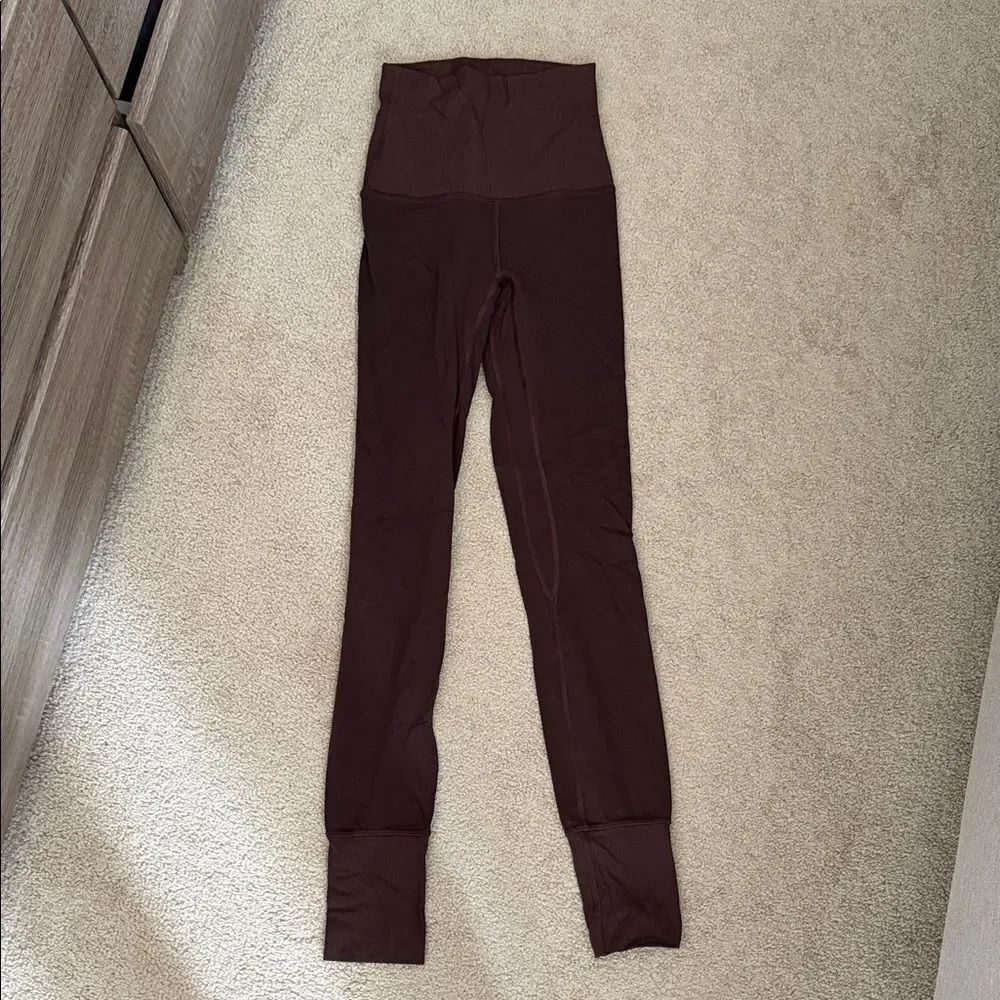 Lululemon 0 High-Waist Ribbed Leggings in Dark Brown